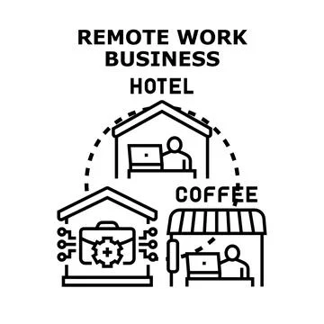 Remote work business creating flexible modern lifestyle Stock Illustration