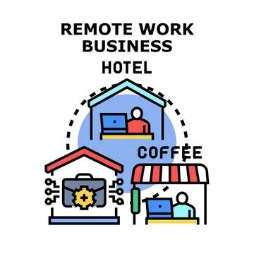 Remote work business creating flexible modern lifestyle Stock Illustration