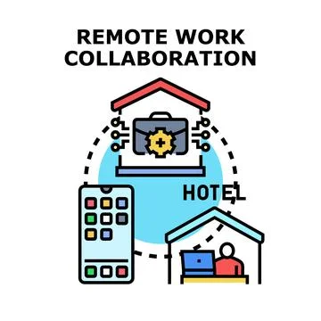 Remote work collaboration concept connecting different locations Stock Illustration