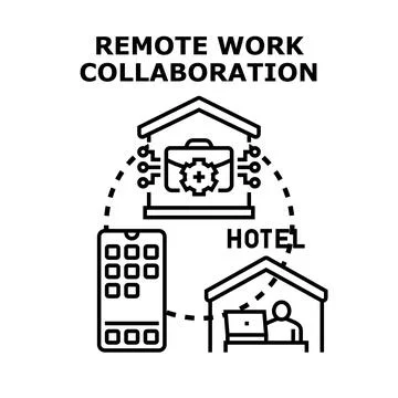 Remote work collaboration concept connecting different locations Stock Illustration
