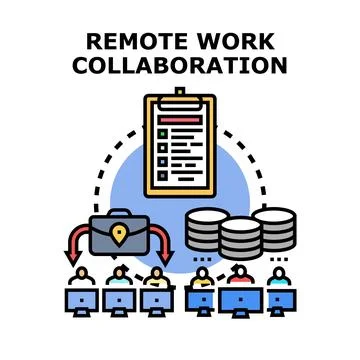 Remote work collaboration organizing digital tasks among distributed team Stockillustratie