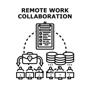 Remote work collaboration organizing digital tasks among distributed team イラスト素材