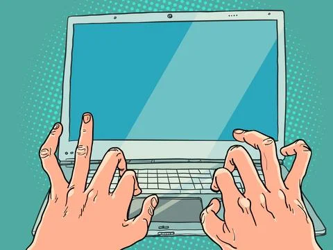 Remote work, communication with colleagues and superiors. Human fingers are Stock Illustration