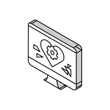 Remote work on computer isometric icon vector illustration Stock Illustration