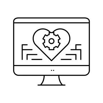 Remote work on computer line icon vector illustration 스톡 일러스트
