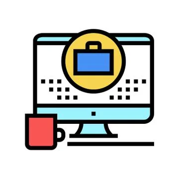 Remote work computer screen color icon vector illustration Stock Illustration