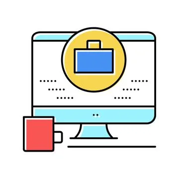 Remote work computer screen color icon vector illustration Illustrazione stock