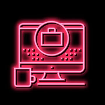 Remote work computer screen color icon vector illustration 库存插图