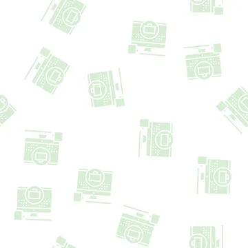 Remote work computer screen glyph seamless pattern Illustrazione stock