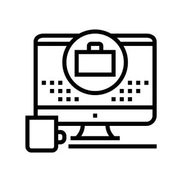 Remote work computer screen line icon vector illustration Illustrazione stock