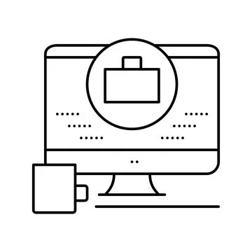 Remote work computer screen line icon vector illustration 스톡 일러스트