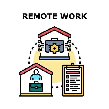 Remote work concept connecting virtual office and home Stock Illustration