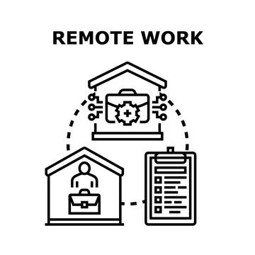 Remote work concept connecting virtual office and home Stock Illustration