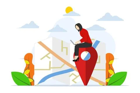 Remote work concept.  freedom to work anywhere using a computer. Stock Illustration