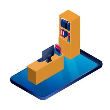 Remote work concept, isolated on white background Stock Illustration