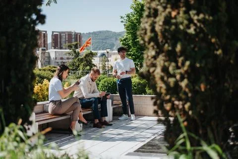 Remote work concept. Young, stylish business people in casual outfit working Фото