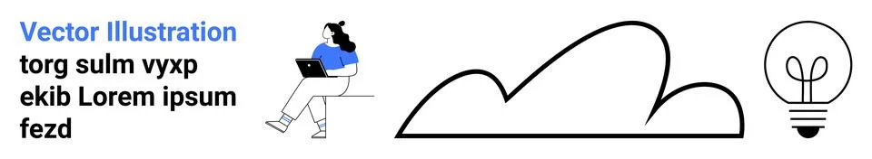 Remote work, creativity, technology, innovation, brainstorming, cloud computi Stock Illustration