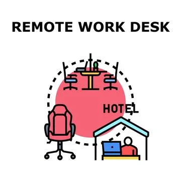 Remote work desk concept, flexible workplace options Stock Illustration