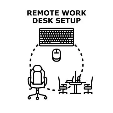 Remote work desk setup concept illustrating modern workspace environment Stock Illustration