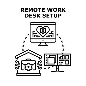 Remote work desk setup concept illustration イラスト素材