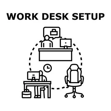 Remote work desk setup vector illustrating flexible employment 스톡 일러스트