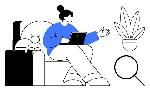 Remote work, digital communication, home office, lifestyle, productivity, rel Stock Illustration