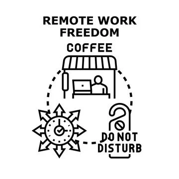 Remote work freedom coffee concept vector illustration イラスト素材