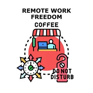 Remote work freedom coffee concept vector illustration Ilustração Stock
