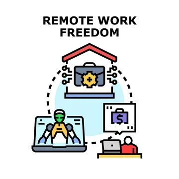 Remote work freedom concept vector illustration Stock Illustration