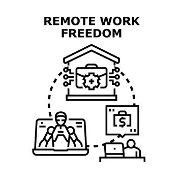 Remote work freedom concept vector illustration Stock Illustration