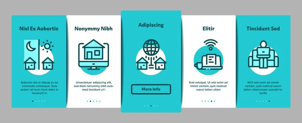 Remote Work Freelance Onboarding Elements Icons Set Vector Illustrazione stock