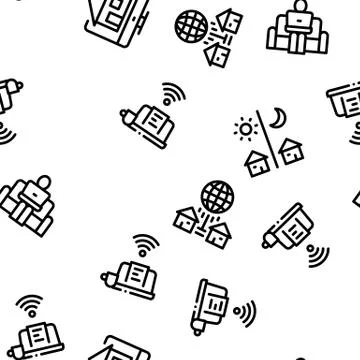Remote Work Freelance Seamless Pattern Vector Stock Illustration