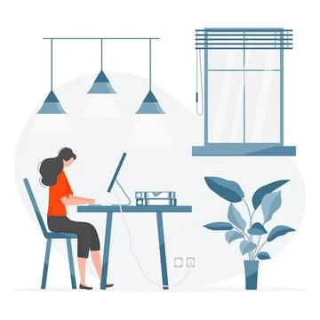 Remote Work Freelance Studying People Home Covid19 Stockillustratie