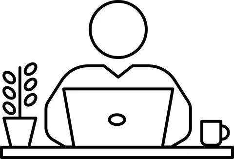 Remote work. Freelancing icons set. Laptop, home office, tasks, deadlines Stock Illustration
