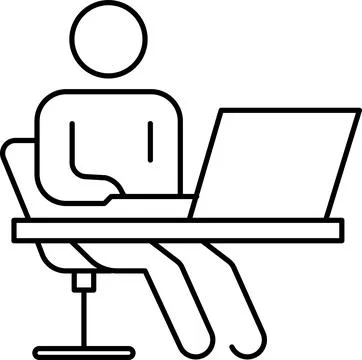 Remote work. Freelancing icons set. Laptop, home office, tasks, deadlines 库存插图