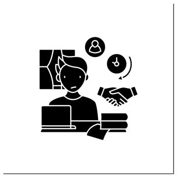 Remote work glyph icon Stock Illustration