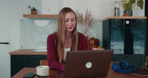 Remote work. Happy young relaxed beautiful Caucasian freelancer business woman Stock Footage 148507767