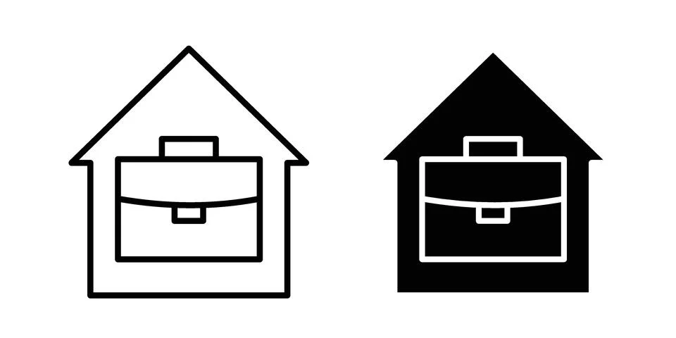 Remote work from home icon. Line Drawings and Silhouettes icons Stock Illustration
