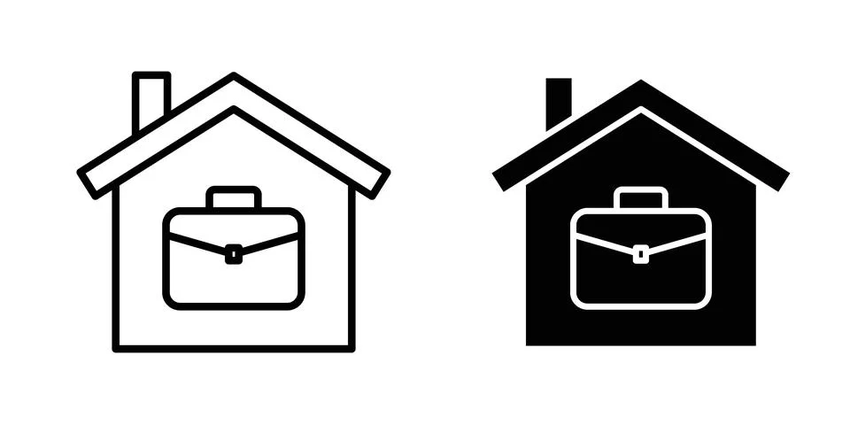 Remote work from home icon vector concepts, line and silhouette style Stock Illustration