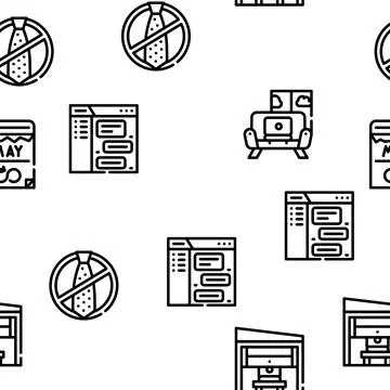 Remote Work From Home Vector Seamless Pattern Stock Illustration