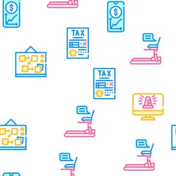 Remote Work From Home Vector Seamless Pattern Stock Illustration