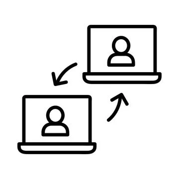 Remote work icon. Flat pictogram for web. Line stroke. Isolated on white back Stock Illustration