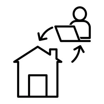 Remote work icon. Flat pictogram for web. Line stroke. Isolated on white back Stock Illustration
