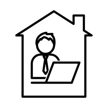 Remote work icon. Flat pictogram for web. Line stroke. Isolated on white back Stock Illustration