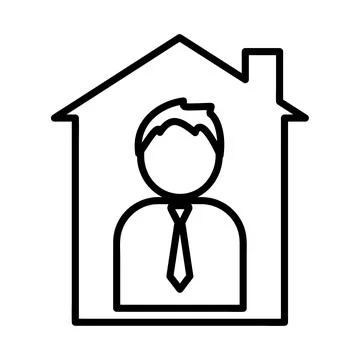 Remote work icon. Flat pictogram for web. Line stroke. Isolated on white back Stock Illustration