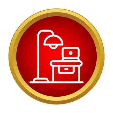 Remote work icon showing desk setup with laptop Stock Illustration