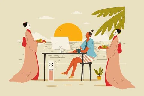 Remote Work Illustration Stock Illustration