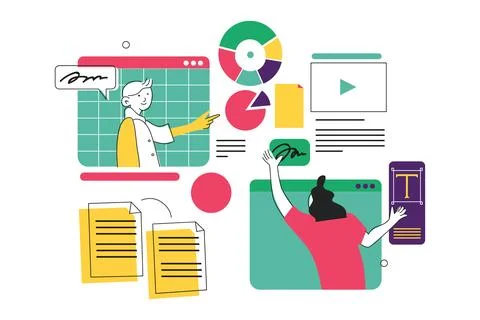 Remote Work Illustration Illustrazione stock