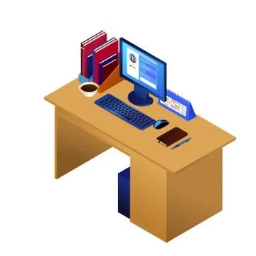 Remote work. Isometric illustration home office Stock Illustration
