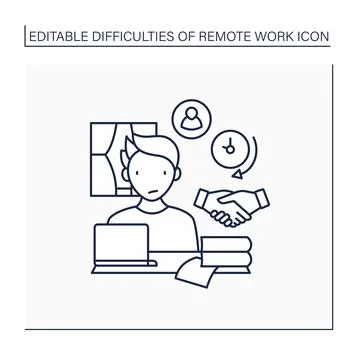 Remote work line icon Stock Illustration
